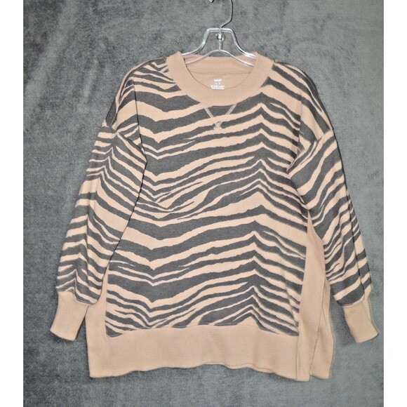 Aerie Zebra Print Good Vibes Legging Length Oversized Sweatshirt Pullover Sz. Sm - Picture 2 of 5